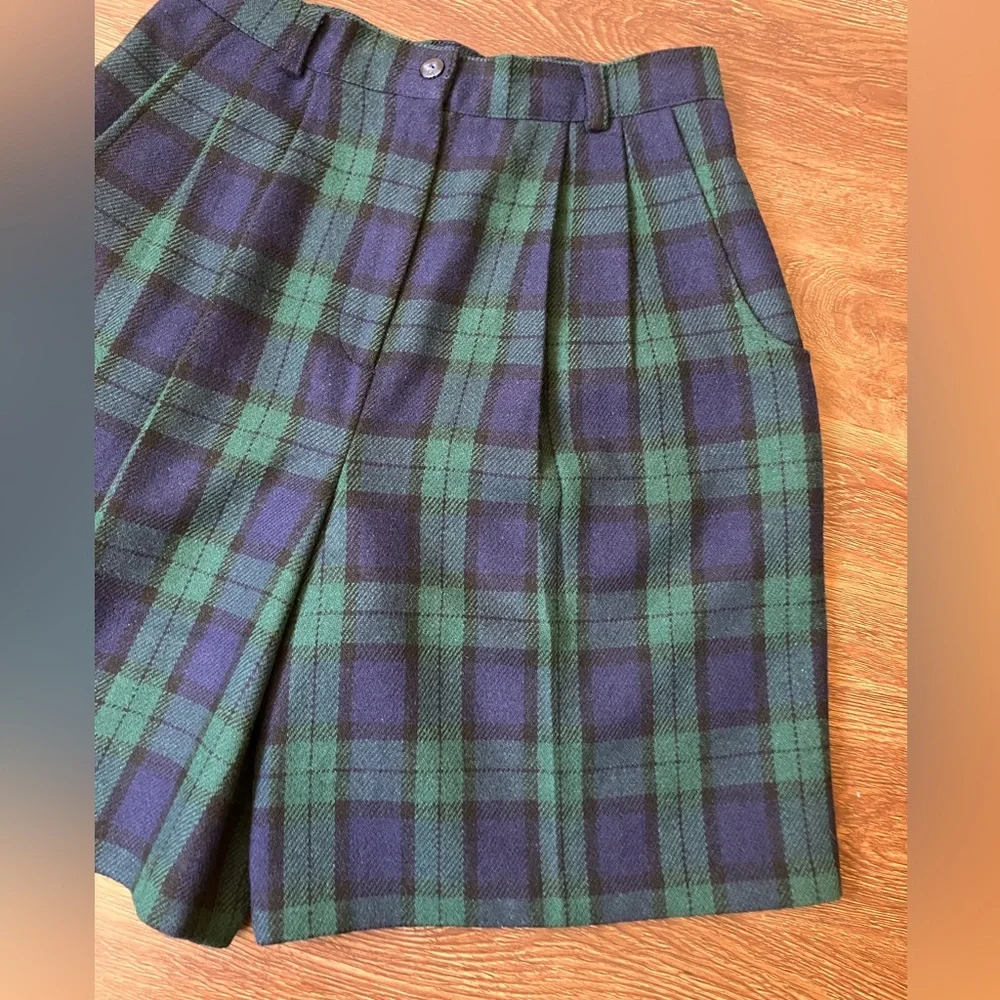 Vintage '80s/90s Savannah Blackwatch Plaid High Waist Mom Shorts Wool Blend XS/S